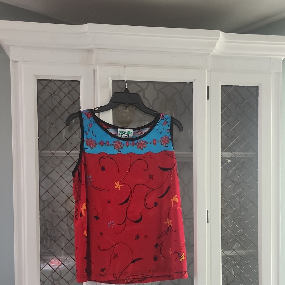 Coconut Bay Sleeveless Top with Floral Design